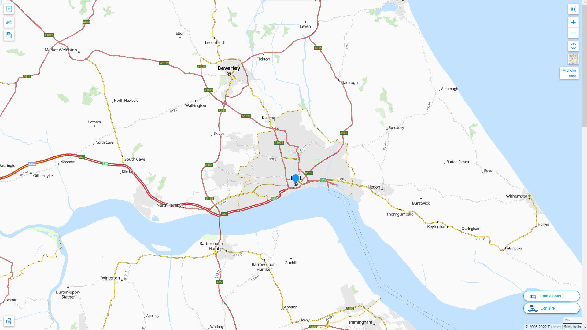Kingston Upon Hull Highway and Road Map